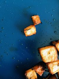 High angle view of breakfast on table