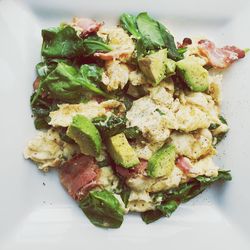 Directly above shot of salad served in plate