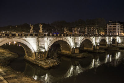 Bridge over river at night
