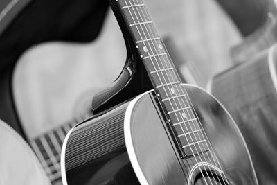 Close-up of guitars