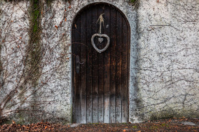 Closed door of old building