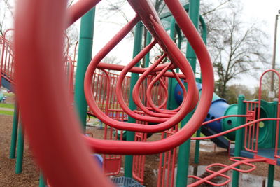 Full frame shot of red slide in park