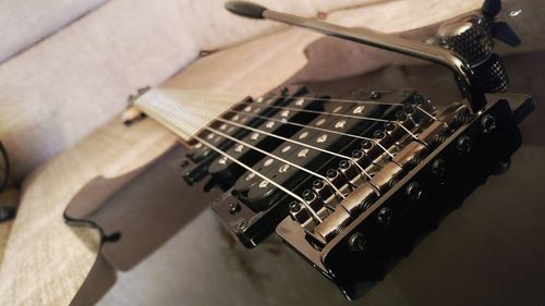 High angle view of guitar