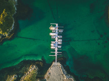 High angle view of road by sea