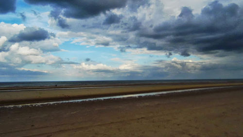 Scenic view of sea against cloudy sky