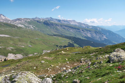 Scenic view of mountains against sky