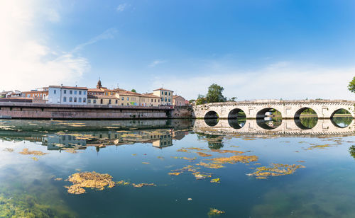 The augustus tiberius ancient roman bridge in rimini in emilia romagna italy