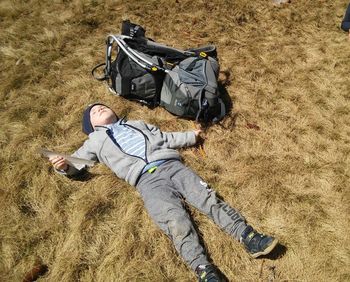 Low section of man wearing shoes