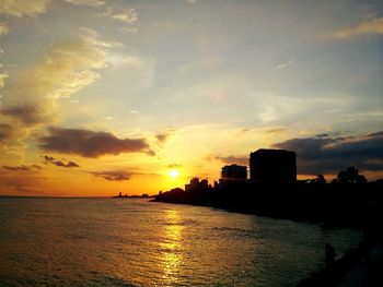 Scenic view of sea at sunset