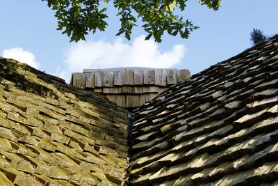 Low angle view of old ruin against sky