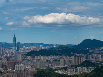 Aerial view of buildings in city