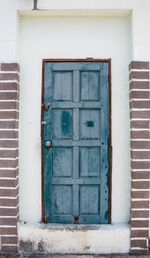 Closed door of building