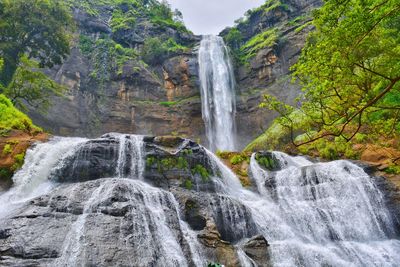 Scenic view of waterfall