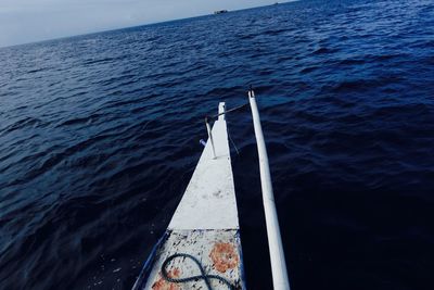 High angle view of sailboat in sea against sky