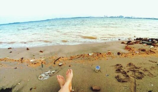 beach, sea, water, shore, sand, horizon over water, low section, personal perspective, barefoot, person, leisure activity, scenics, tranquility, vacations, lifestyles, nature, tranquil scene