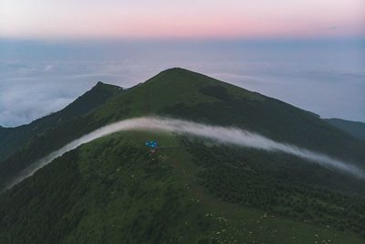 Scenic view of landscape against sky during sunset