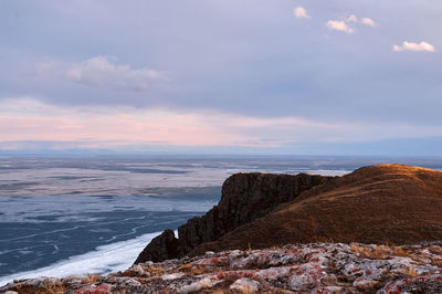 Scenic view of sea against sky during sunset