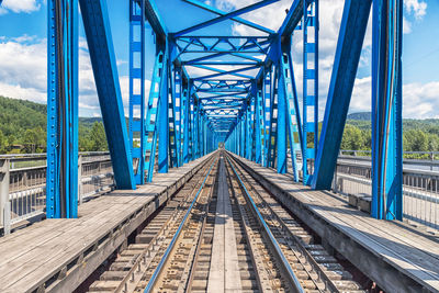 Railway bridge against blue sky
