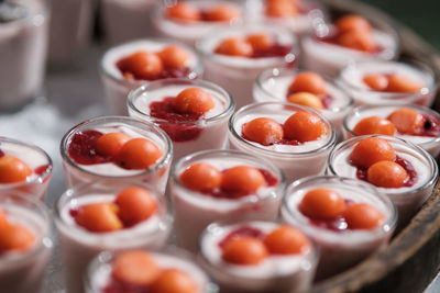 High angle view of dessert in bowl