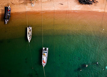 Directly above shot of boats in sea