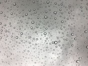 Full frame shot of raindrops on window