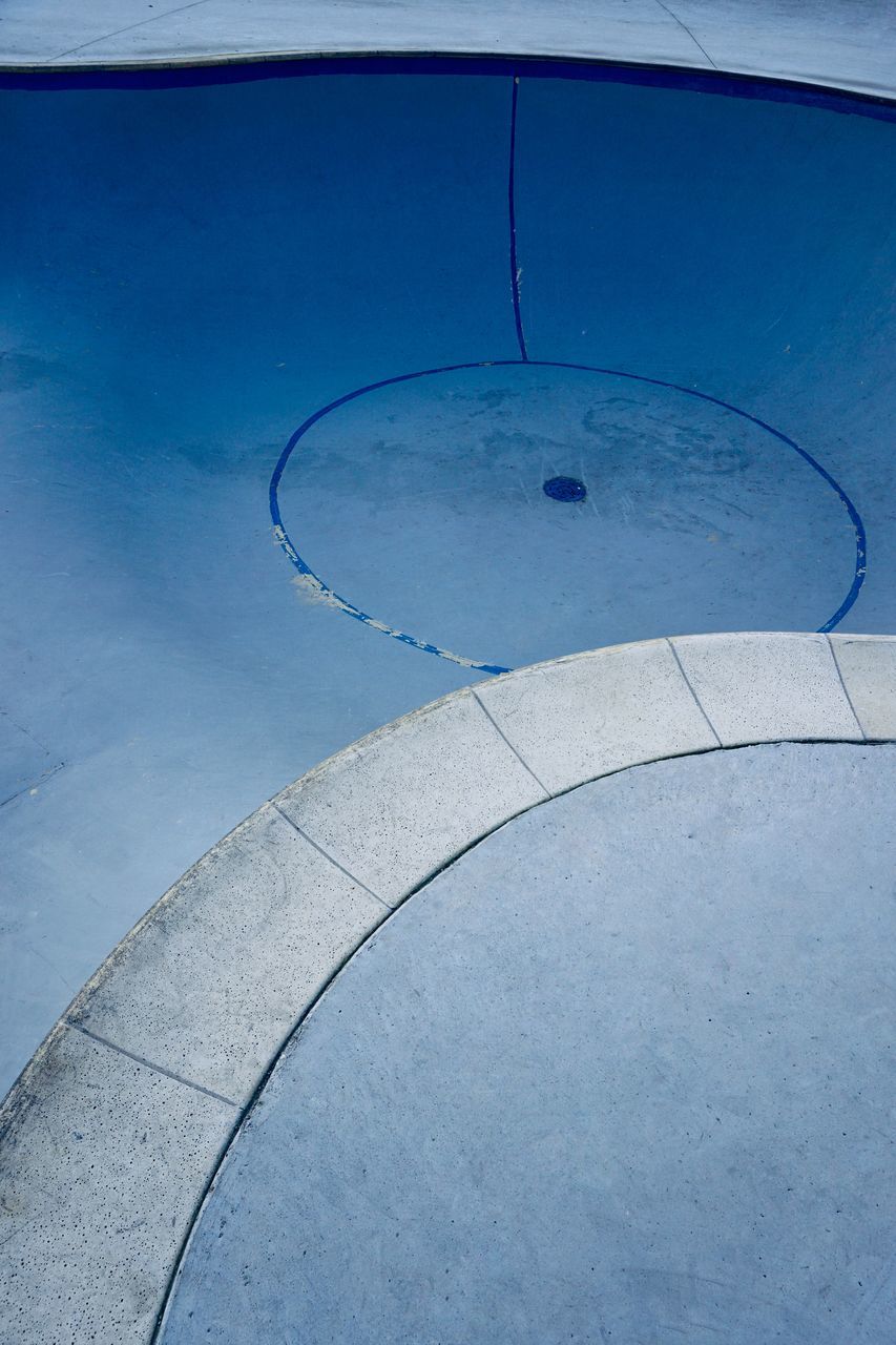 HIGH ANGLE VIEW OF SWIMMING POOL AT RIVERBANK