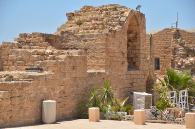 Old ruins against clear sky - caesarea, israel