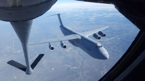 Cropped image of airplane wing