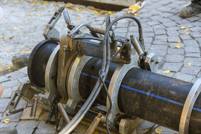 Close-up of rusty machine part