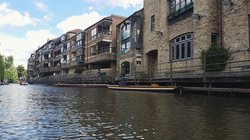 View of boats in city