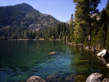 Scenic view of lake against sky