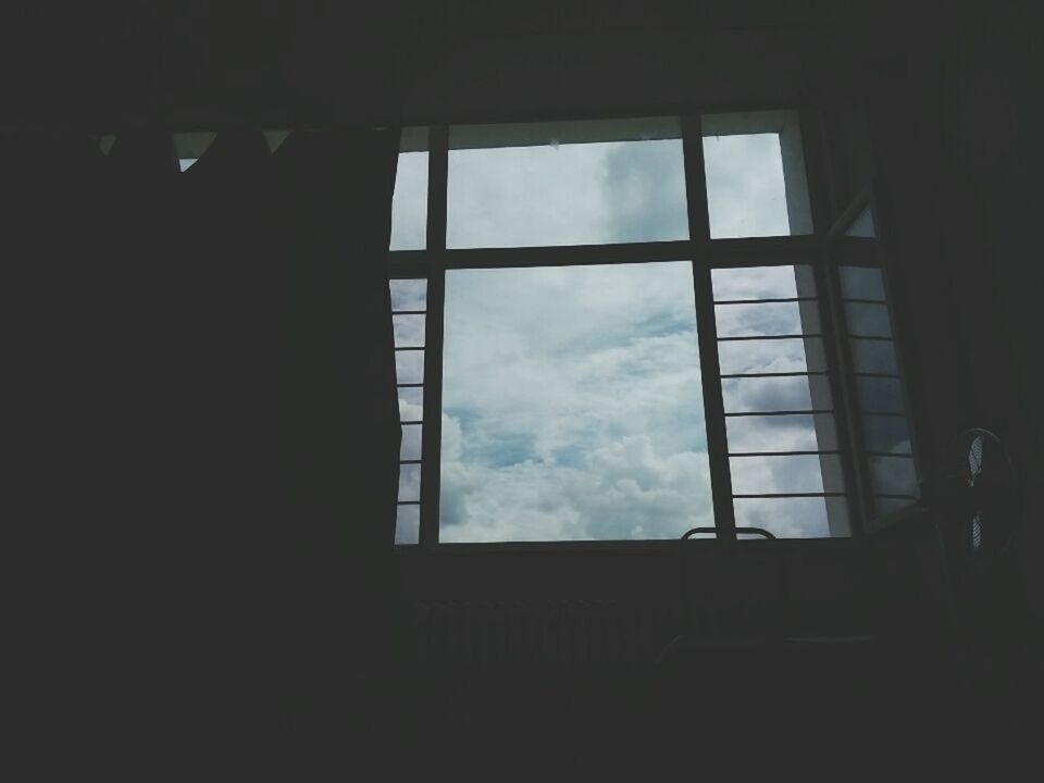 window, indoors, sky, transparent, cloud, cloud - sky, glass - material, home interior, close-up, dark, day, cloudy, window frame, dramatic sky, atmospheric mood, cloudscape, no people