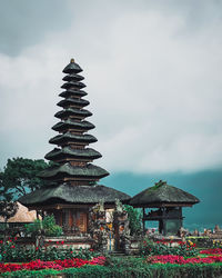 Low angle view of pagoda against sky