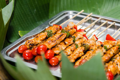 High angle view of vegetables on plate