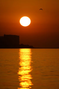 Scenic view of sunset over sea