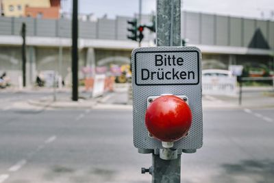 Close-up of road sign