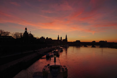 Silhouette of buildings against sky during sunset