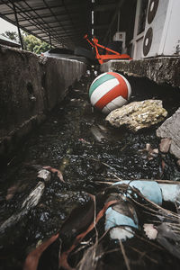 View of boat against river