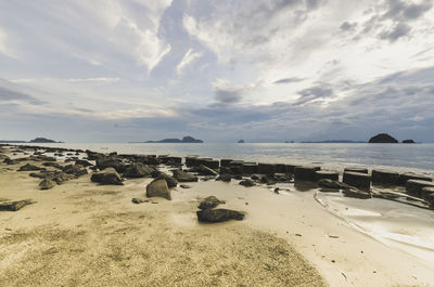 Scenic view of beach against sky