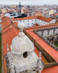 High angle view of buildings in city