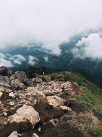 Scenic view of rocky mountains against sky