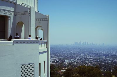 Low angle view of people in griffith observatory