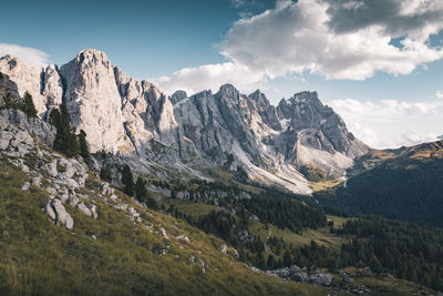 Scenic view of rocky mountains against sky