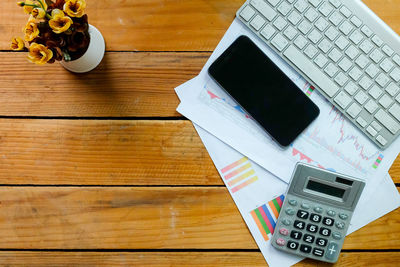High angle view of laptop on table
