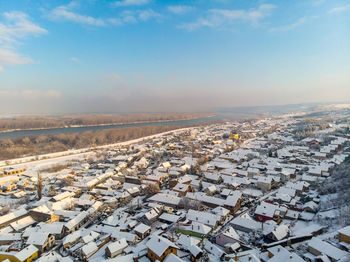 High angle view of townscape against sky