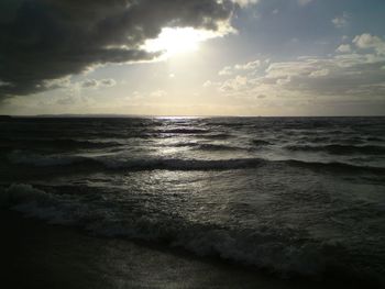 Scenic view of sea against cloudy sky