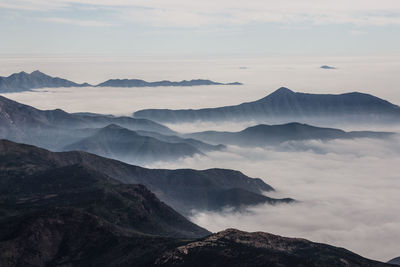 Scenic view of dramatic sky over mountains