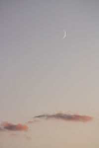 Low angle view of moon against sky at sunset