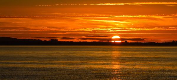 Scenic view of dramatic sky at sunset