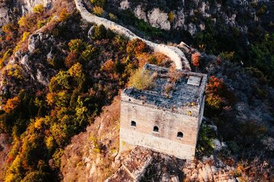 High angle view of historic building